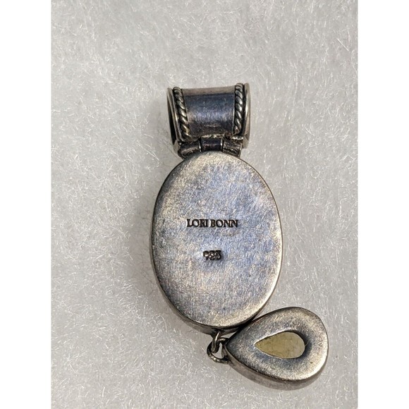 Lori Bonn Sterling Silver Orange Dominican Cabochon Amber Citrine Pendant 925 - Picture 4 of 8